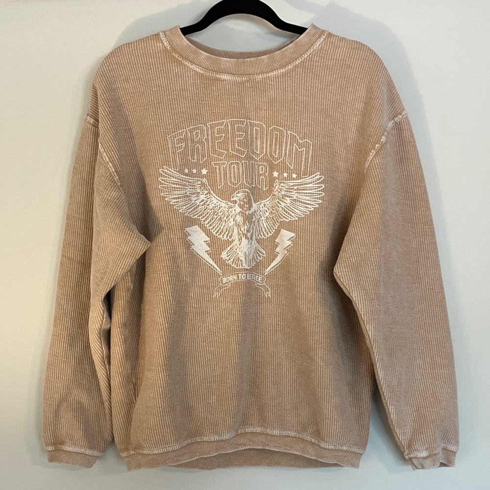 Chicka-D Cozy Freedom Tour Beige Light Sweatshirt Washed Cotton Graphic